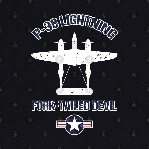 P38 Lightning Warbird Patriotic Design Airforce Military WW2 by stearman